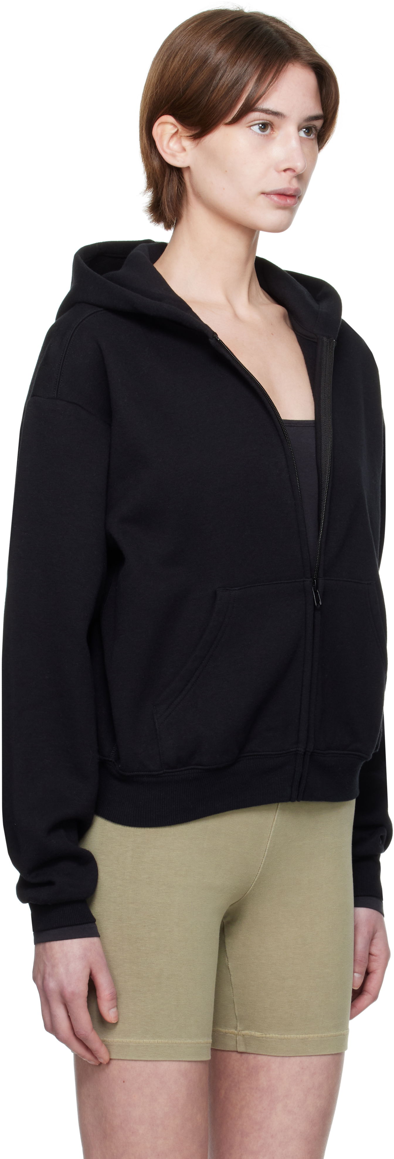 Sweatshirt SKIMS SKIMS Cotton Fleece Classic Zip Hoodie Sort | ZU-ZUP-8366W, 1