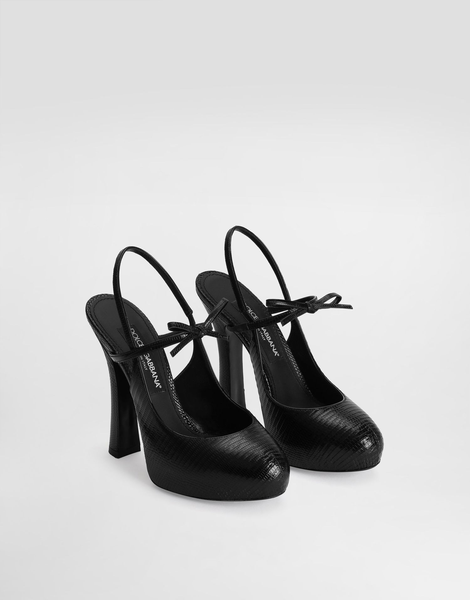 Tilbehør Dolce & Gabbana Dolce & Gabbana Lizard Skin Slingback Pumps Sort | CG0930A2D458B956, 1
