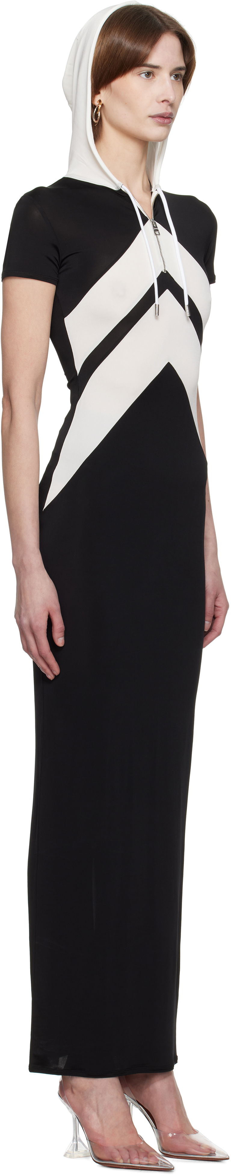 Kjole Jean Paul Gaultier Jean Paul Gaultier 'The Chevrons' Hooded Maxi Dress Sort | 25/33-F-RO346P-J084-0001, 1