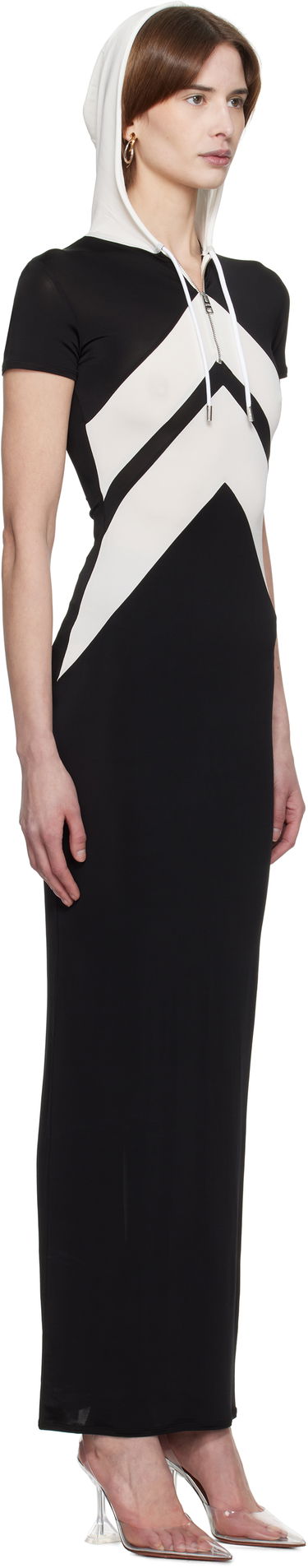 Kjole Jean Paul Gaultier Jean Paul Gaultier 'The Chevrons' Hooded Maxi Dress Sort | 25/33-F-RO346P-J084-0001, 1