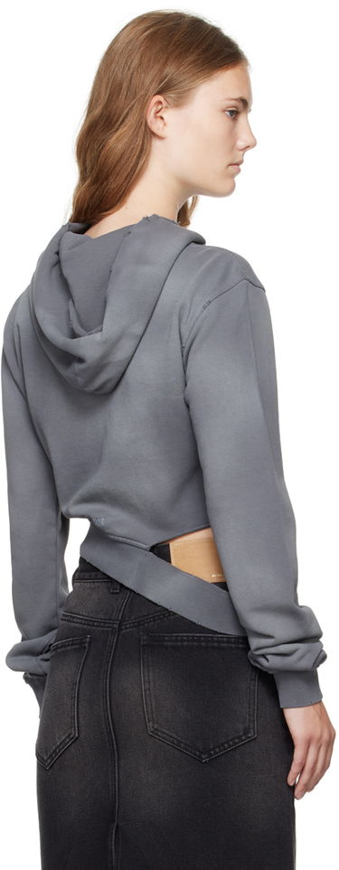 Sweatshirt We11done We11done Distressed Zip-Up Cropped Hoodie Grå | WD-TJ2-24-808-W-CH, 2
