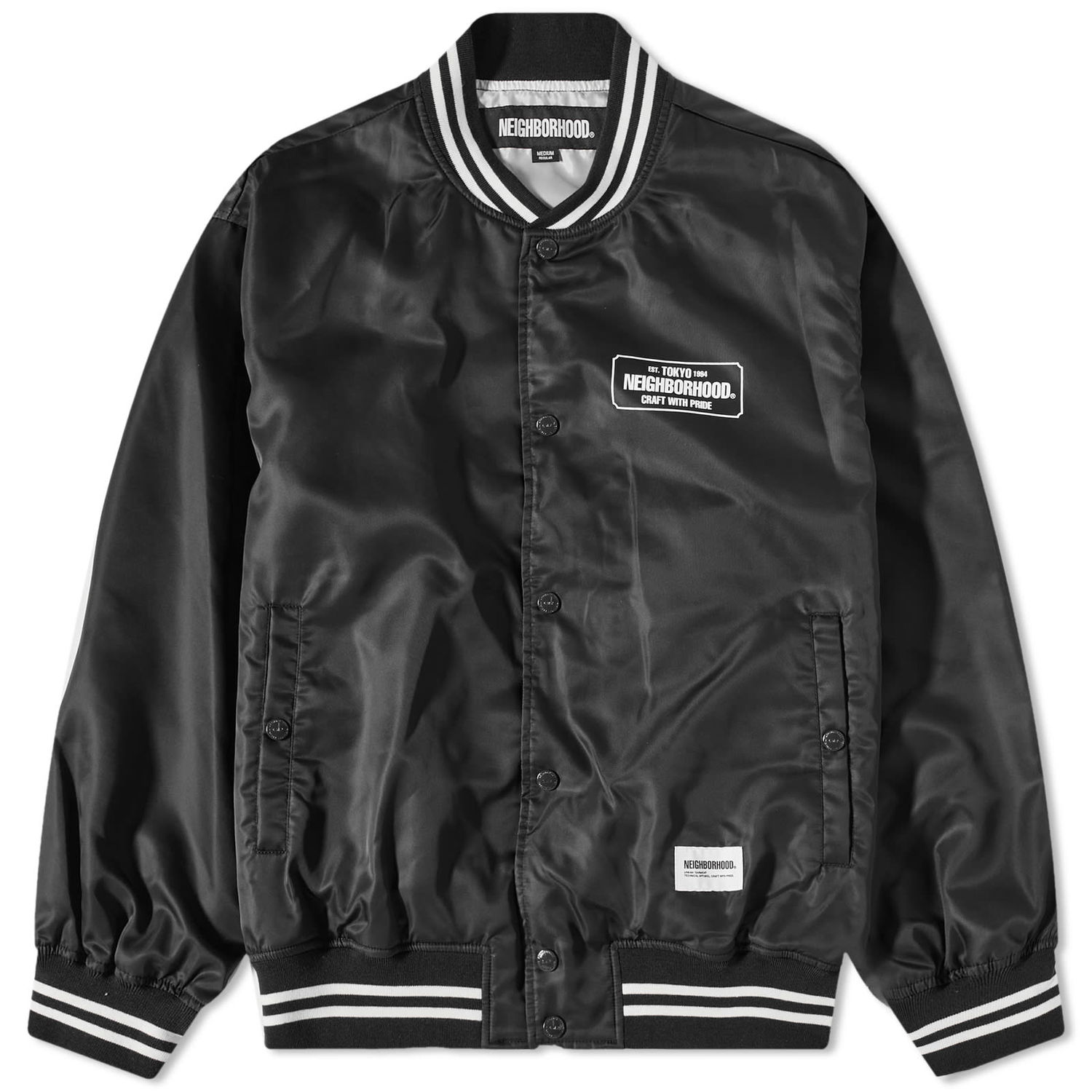 Jakke Neighborhood Logo Baseball Jacket Sort | 231TSNH-JKM04-BLK, 0