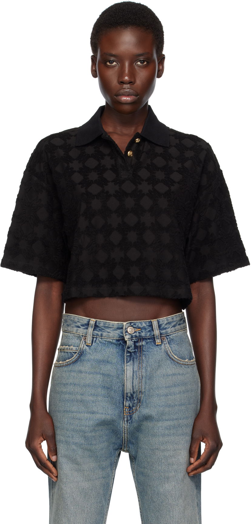 Polo skjorte AMIRI AMIRI MA Quad Toweling Cropped Polo Sort | AWJYPO1009