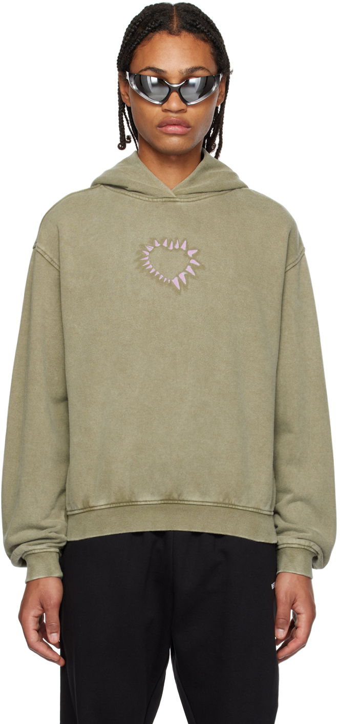 Sweatshirt We11done Printed Hoodie Grøn | WD-TH3-23-806-U-KK