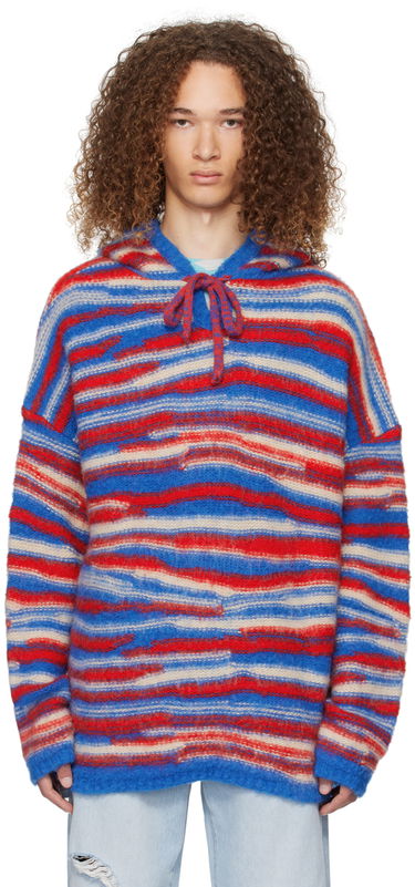 Sweater ERL ERL Striped Knit Hoodie Rød | ERL07N015, 0