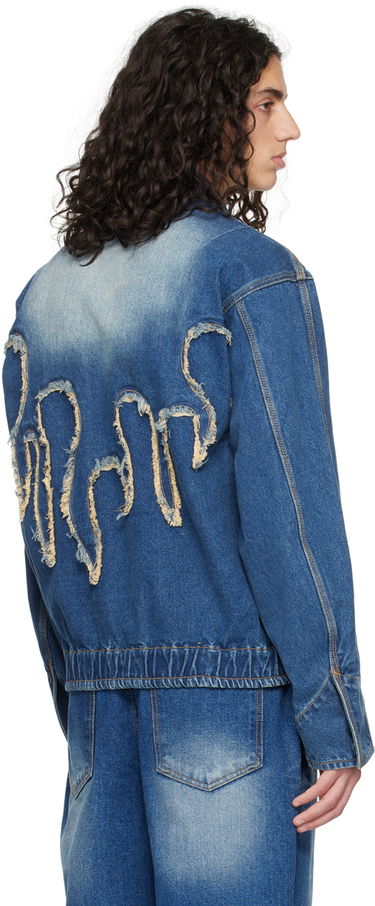 Bomberjakke We11done We11done Faded Denim Jacket Blå | WD-DJ1-23-329-U-BL, 2