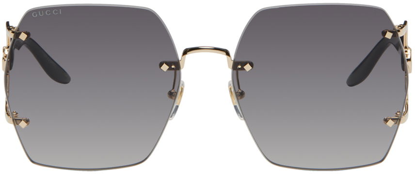 Tøj Gucci Gucci Gold Geometric Sunglasses Grå | GG1562S, 0