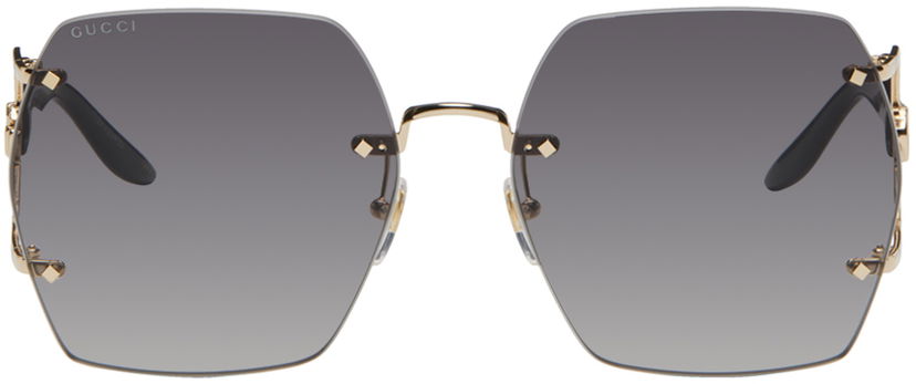 Tøj Gucci Gucci Gold Geometric Sunglasses Grå | GG1562S