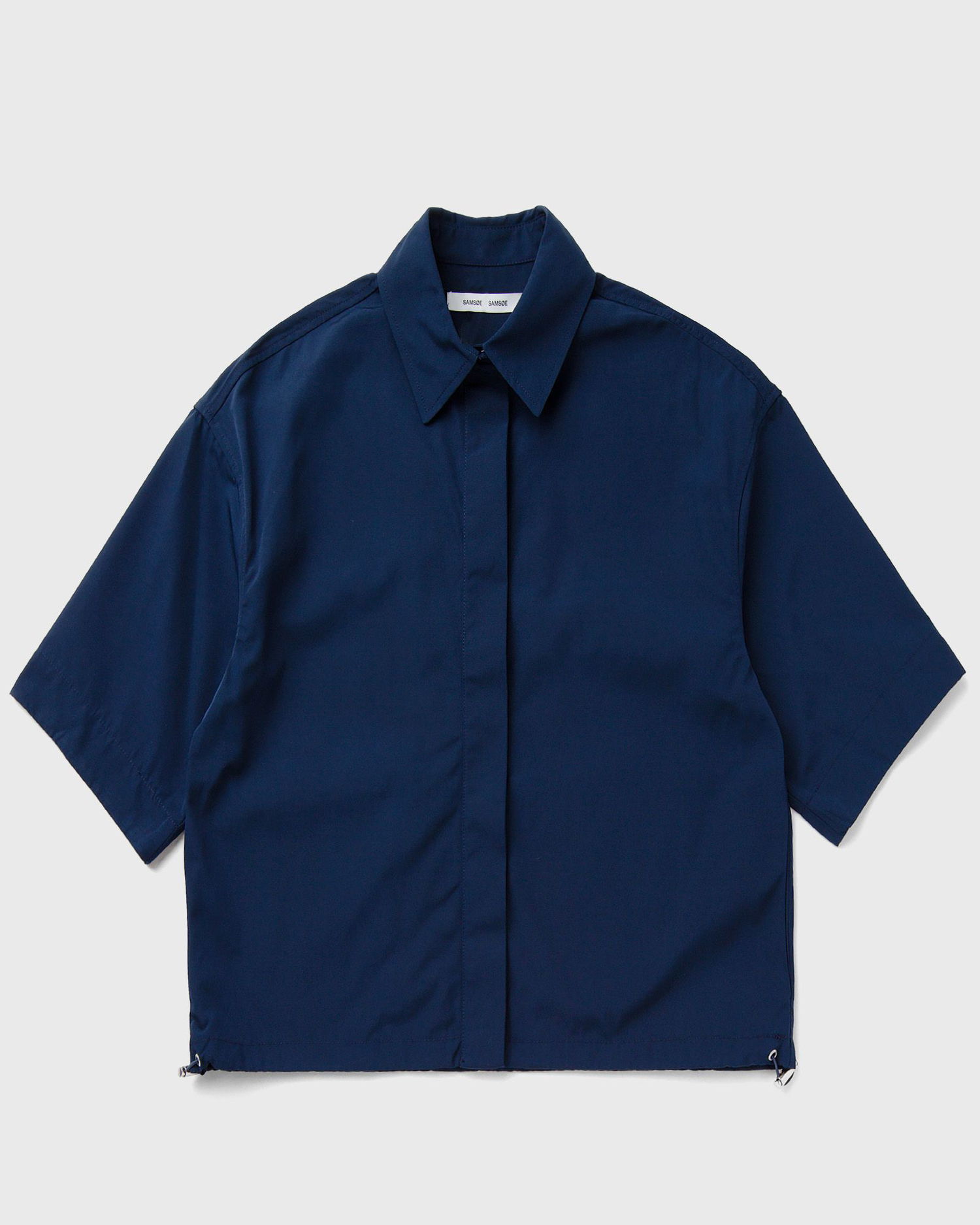 Skjorte Samsoe Samsoe Samsøe & Samsøe Salulu Cropped Short Sleeve Shirt Mørkeblå | F24200094-PAGEANT-BLUE, 0