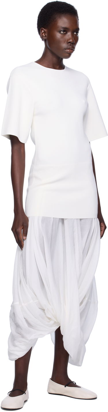 Kjole TOTEME TOTEME Cocoon Tee Midi Dress Hvid | 253-WRD0215-YA0187, 3