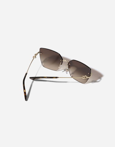 Solbriller Dolce & Gabbana Dolce & Gabbana Dg Flip New Arrivals Rimless Gradient Geometric Gold-Tone Sunglasses Brun | VG2321VM2139V000, 3