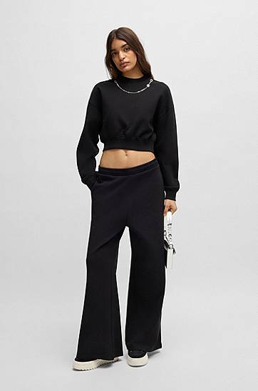 Bukser BOSS Loose-Fit Cotton-Blend Tracksuit Bottoms Sort | 50530447, 1