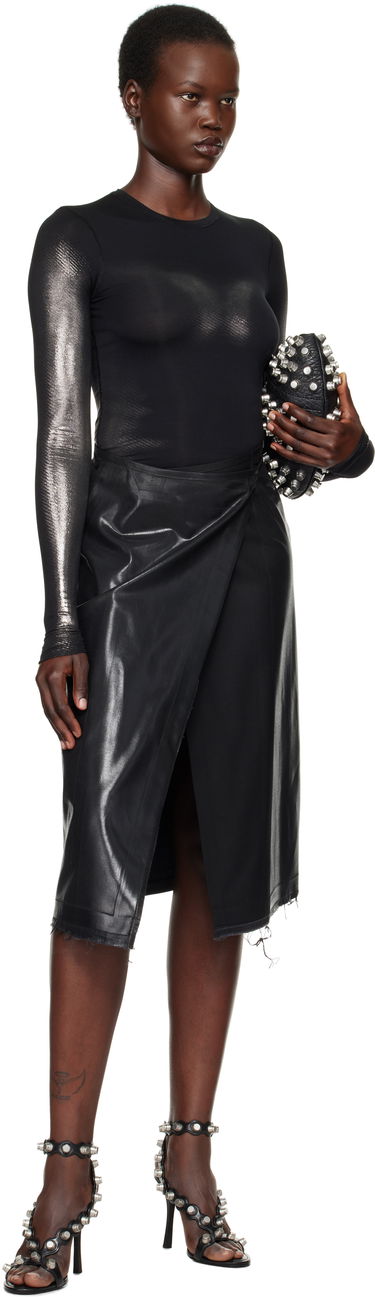 Nederdel Diesel Asymmetrical Faux Leather Midi Skirt Sort | A16413 0NKBV, 3