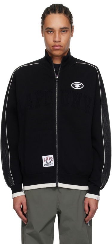 Sweater AAPE by A Bathing Ape AAPE by A Bathing Ape 'AAPEUNVS' Moonface Logo Zip-Up Knit Jacket Sort | AAPKNMC325XXNNYX, 0
