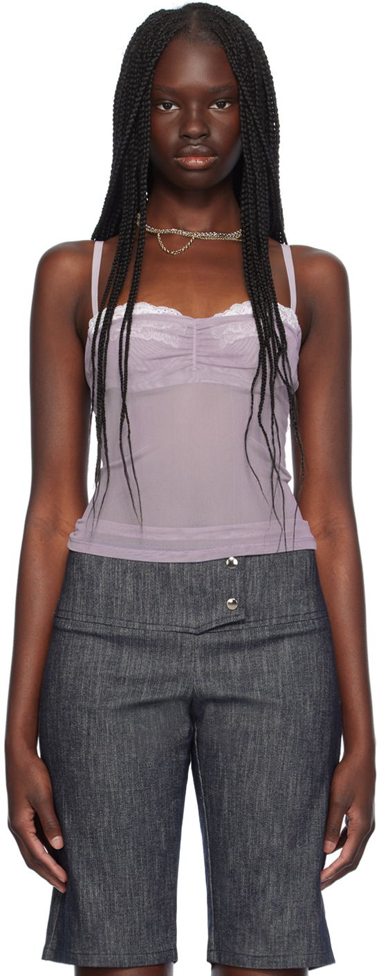 Tanktop Miaou Miaou Enzo Lace Trim Tank Top Lilla | 7092PM1SMO
