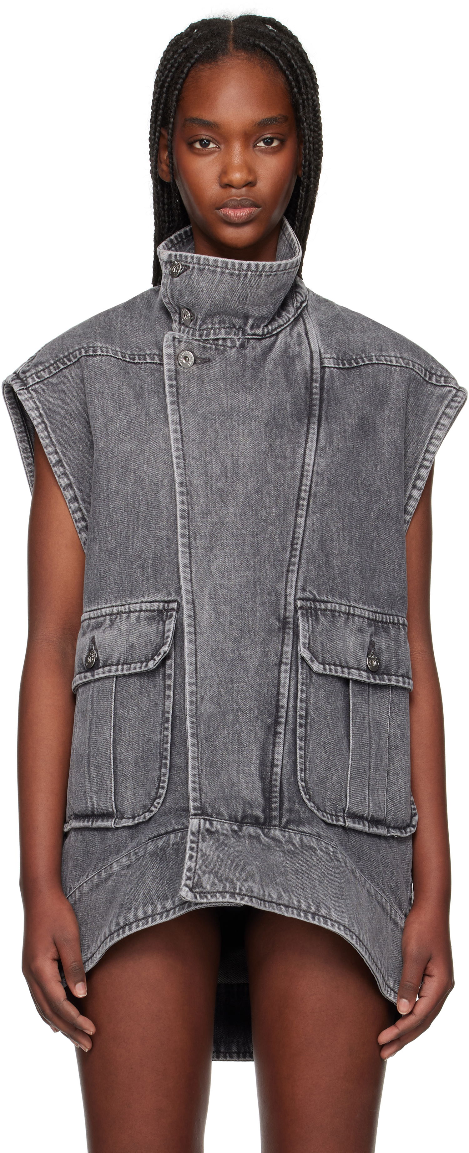 Vest JW Anderson JW Anderson Oversized Sleeveless High Neck Vest Grå | DJ0037-PG1745, 0