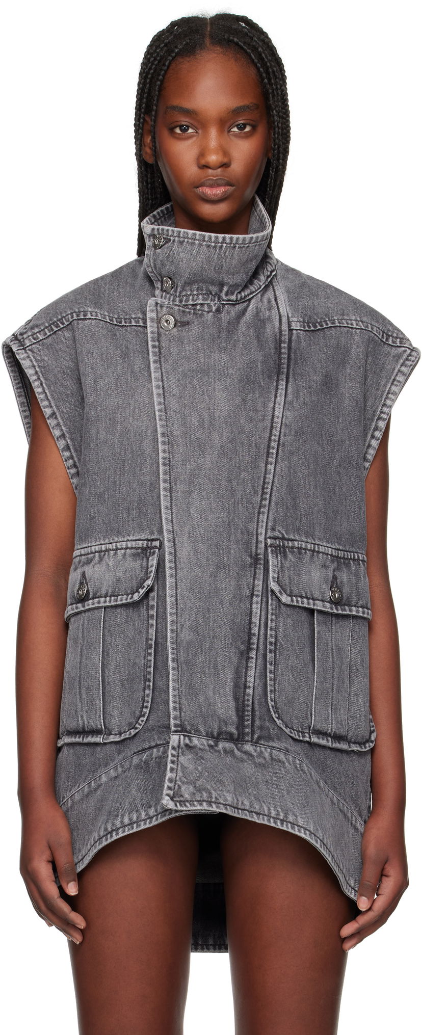 Vest JW Anderson JW Anderson Oversized Sleeveless High Neck Vest Grå | DJ0037-PG1745