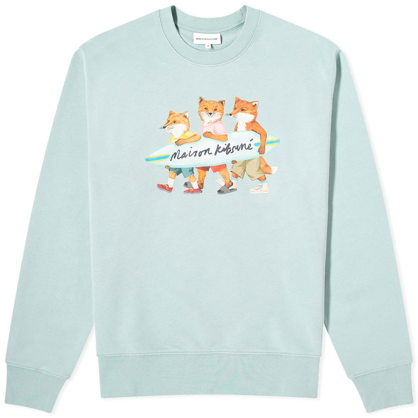 Sweatshirt MAISON KITSUNÉ Maison Kitsuné Surfing Foxes Crew Sweat Turkis | MM00310KM0129-P417