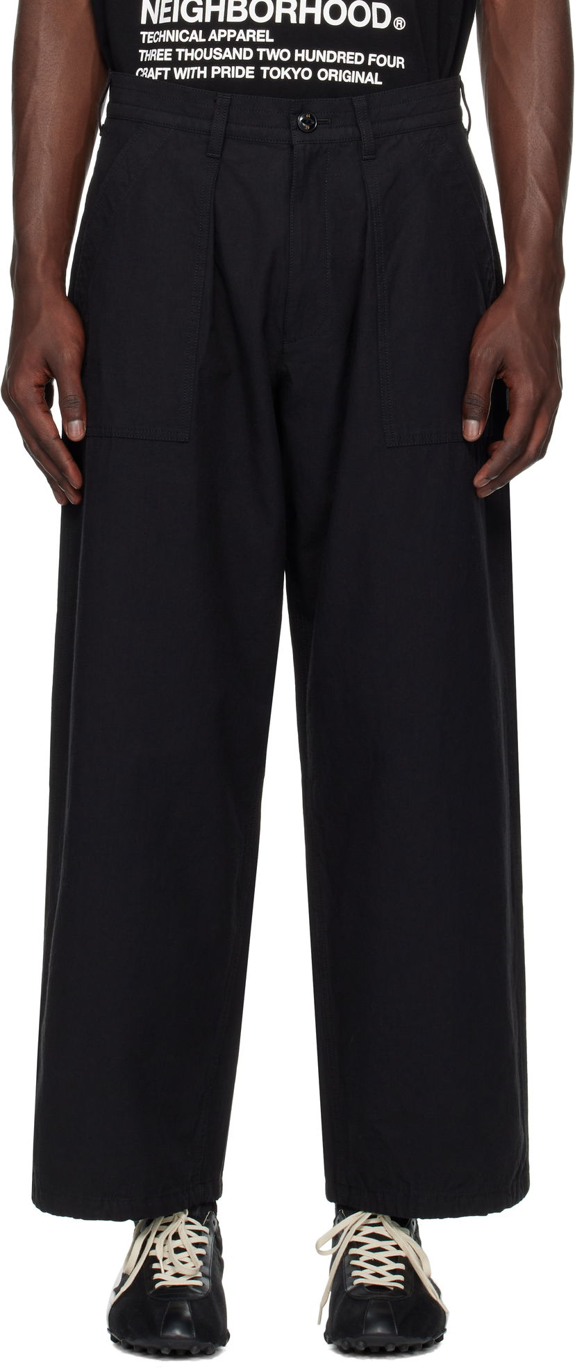 Bukser Neighborhood Neighborhood Wide Baker Trousers Sort | 251ZANH-PTM07