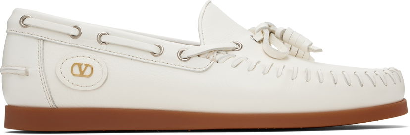 Sneakers og sko Valentino Valentino Garavani Palm Avenue Buffalo Leather Boat Shoes Hvid | 7Y2S0K85PNJ