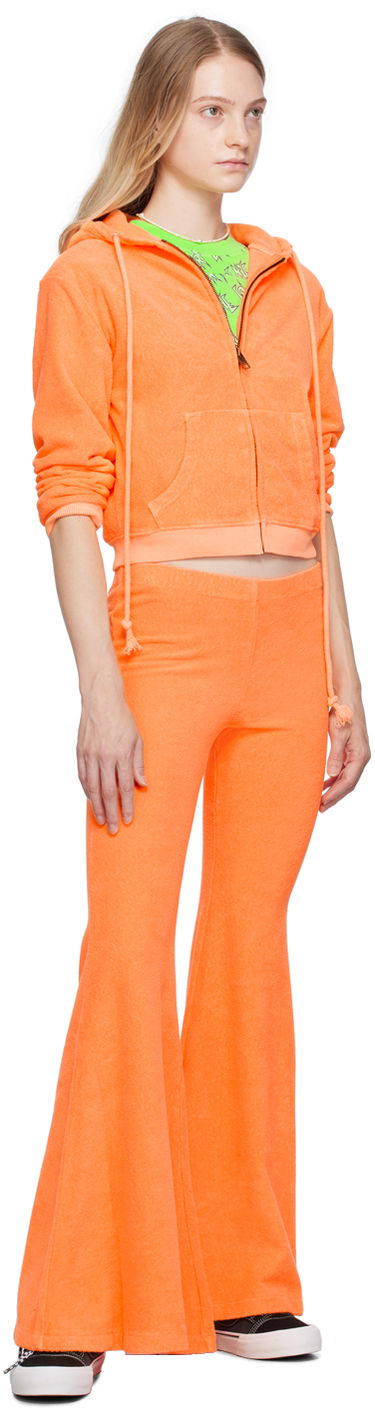 Sweatshirt ERL Cropped Zip Hoodie Orange | ERL06T110, 4