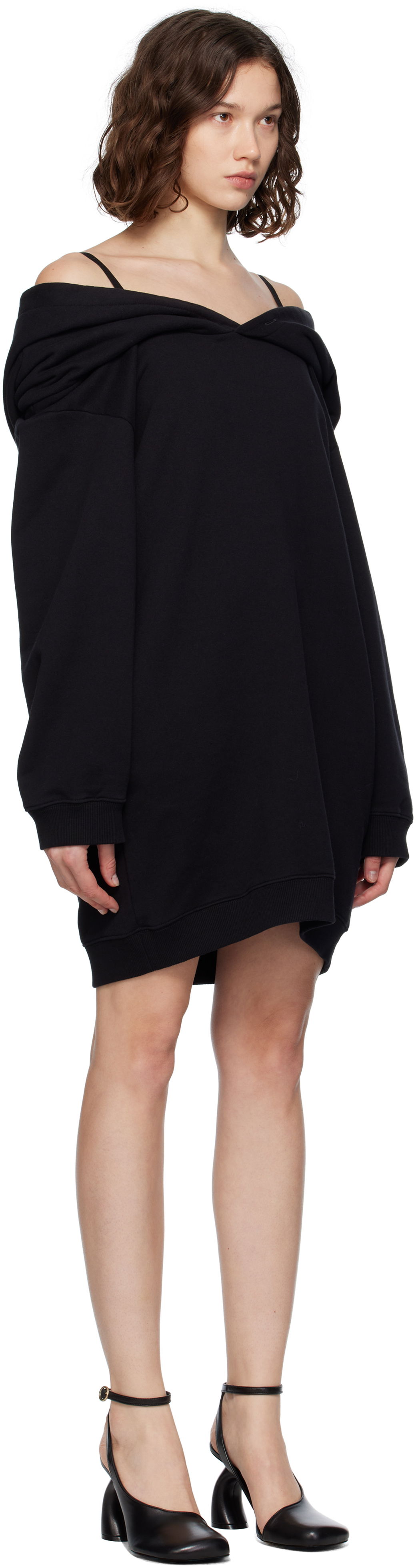 Kjole Maison Margiela MM6 Maison Margiela Off-The-Shoulder Sweatshirt Dress Sort | S52DD0074 M25014, 1