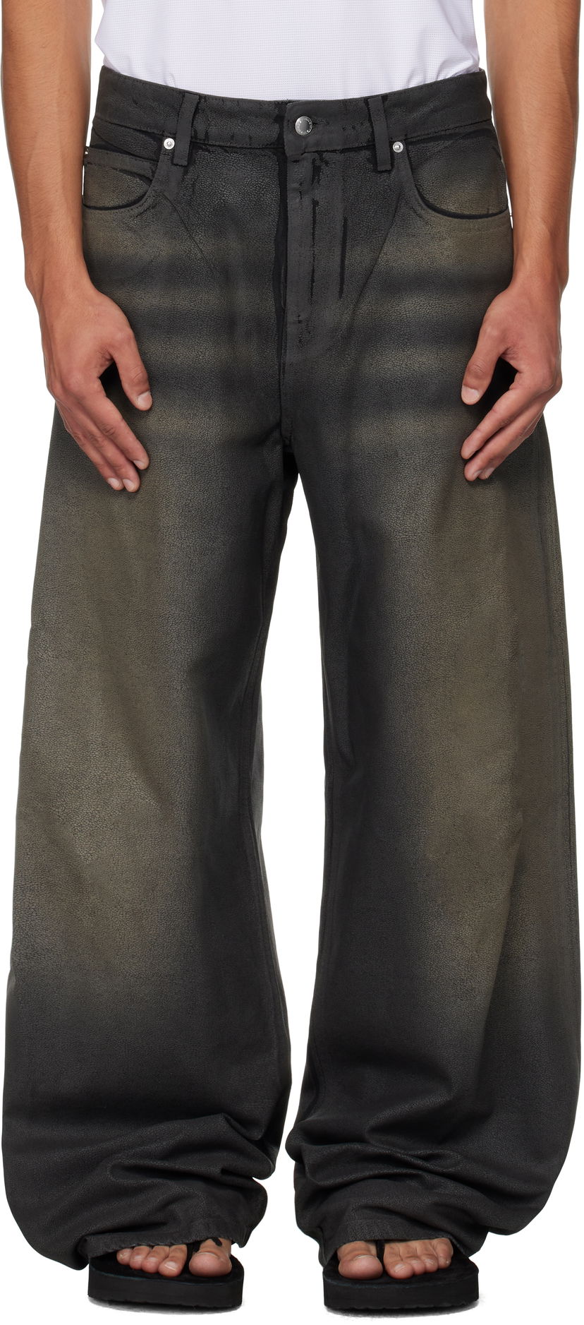 Jeans Alexander Wang Alexander Wang Faux Leather Relaxed Fit Jeans Sort | 6DC3254807