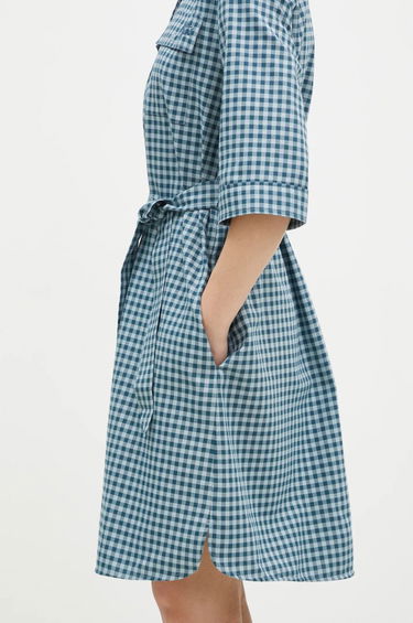 Kjole MAISON KITSUNÉ Maison Kitsuné Double Pocket Mini Oversize Dress Blå | NW01620WC5015, 4