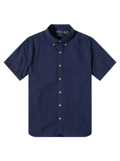Skjorte Polo by Ralph Lauren Seersucker Short Sleeve Shirt Astoria Navy Mørkeblå | 710906575003