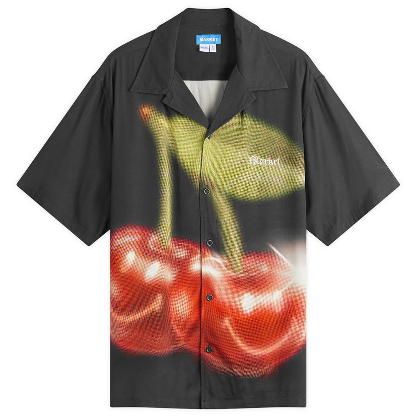 Skjorte MARKET Smiley Cherries Vacation Shirt, Size Large Sort | 369000165-BLK