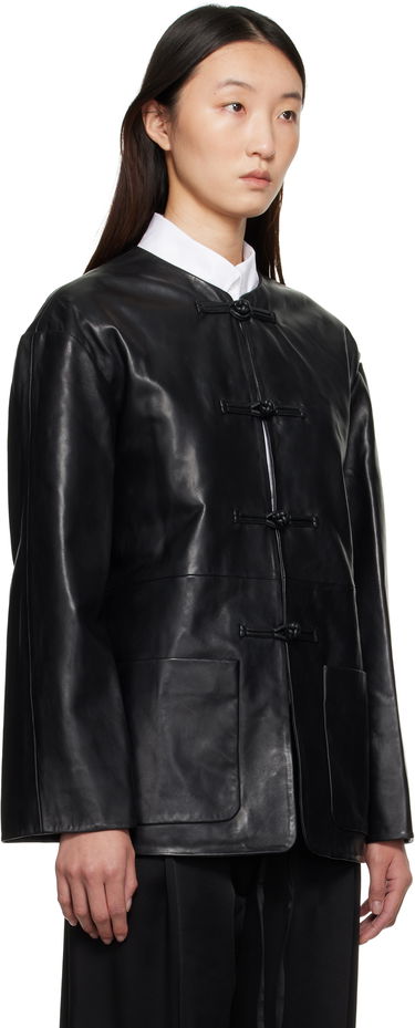 Jakke Róhe Róhe Mandarin Leather Jacket Sort | 416-11-073, 1