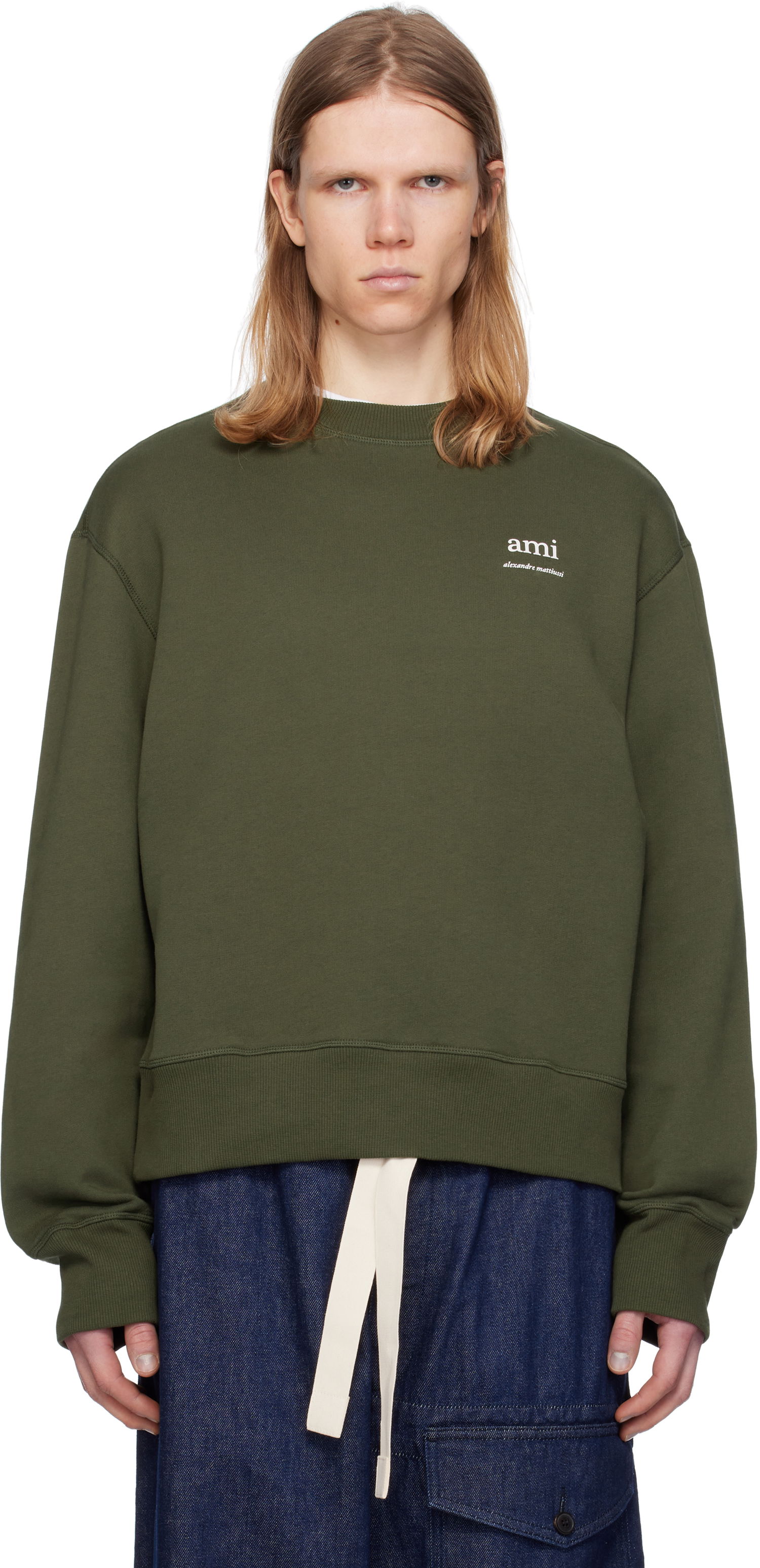 Sweater AMI AMI Paris Cotton Sweatshirt Grøn | HSW048.JE0120, 0
