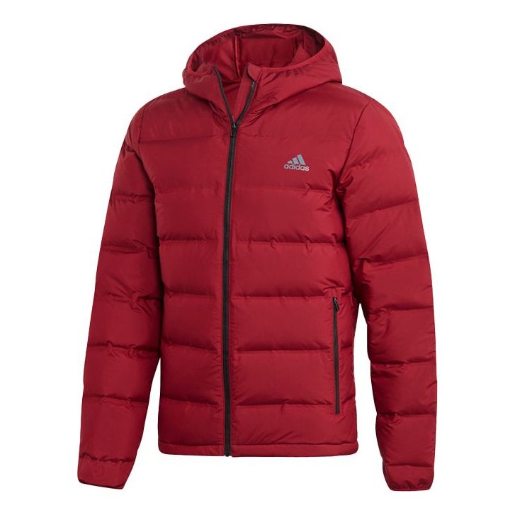 Puffer jakke adidas Originals Helionic Outdoor Slim Fit Hooded Down Jacket Rød | DZ1426