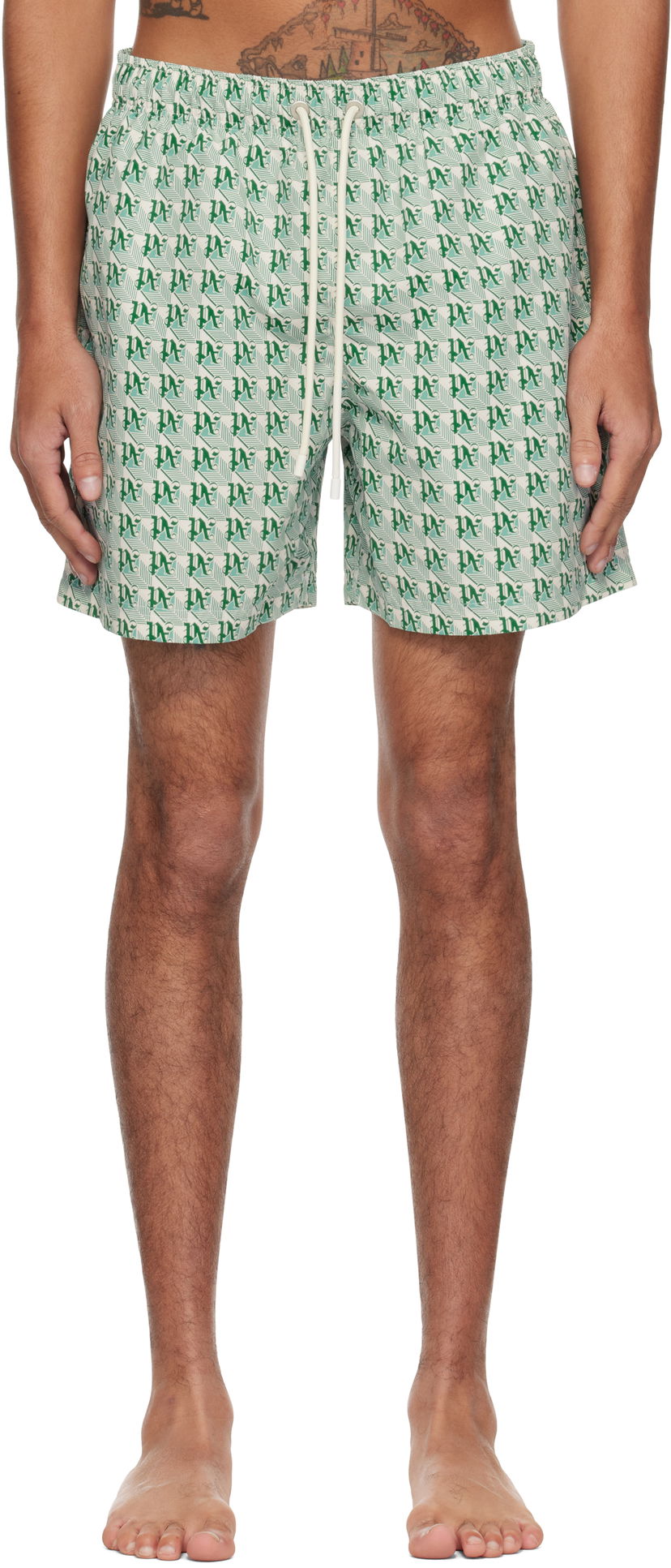 Badetøj Palm Angels Palm Angels 'PA' Diamond Print Swim Shorts Grøn | PMFD012S25FAB004550B