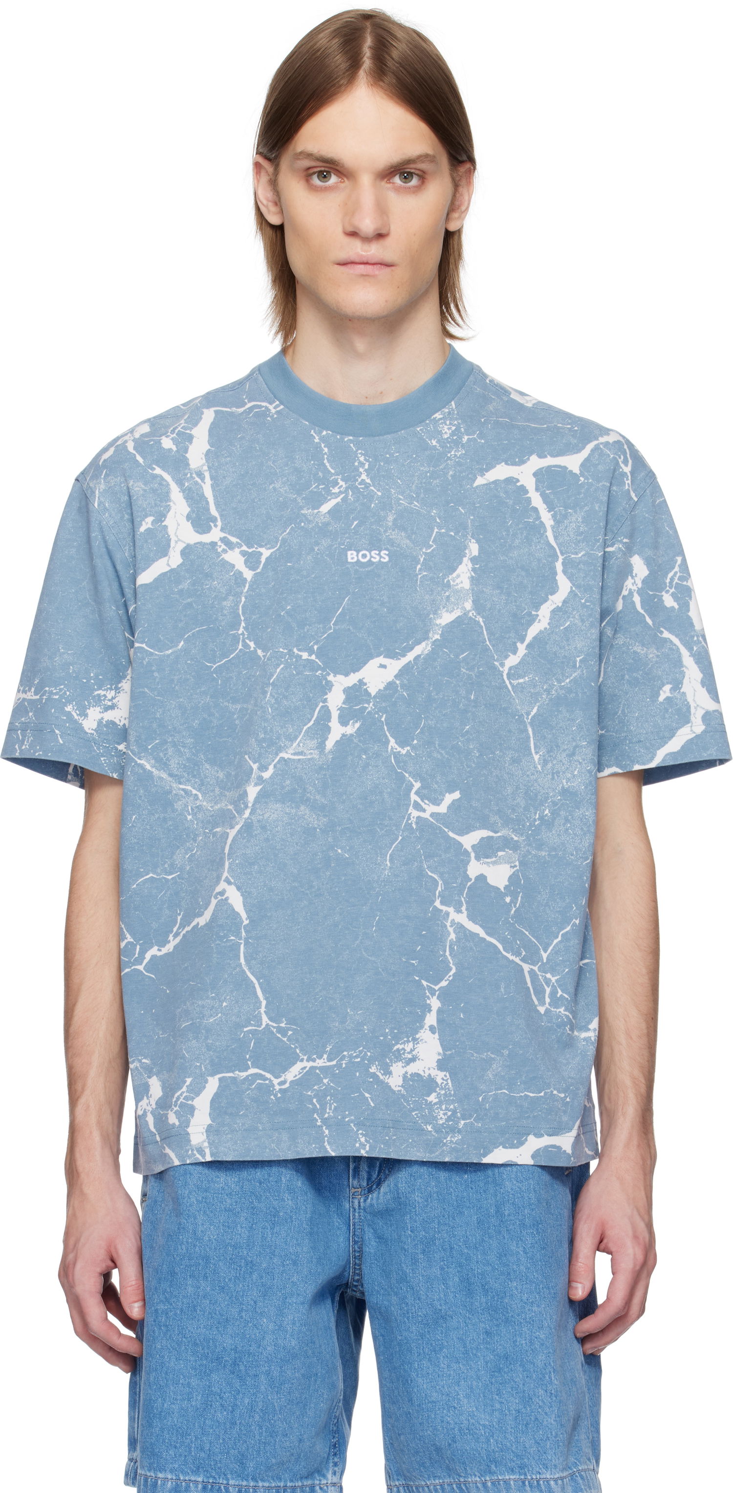 T-shirt BOSS All-Over Print Tee Blå | 50541105, 0