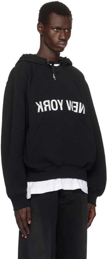 Sweatshirt Helmut Lang 'New York' Graphic Print Hoodie Sort | O06HM515, 1
