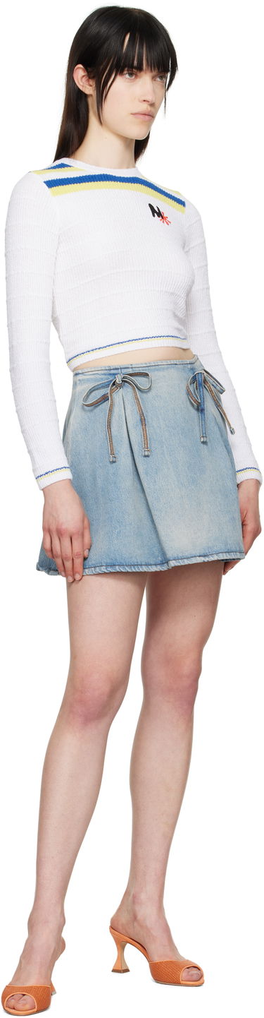 Sweater MSGM MSGM Embroidered Logo Cropped Sweater Hvid | 3841MDM201 257289, 3