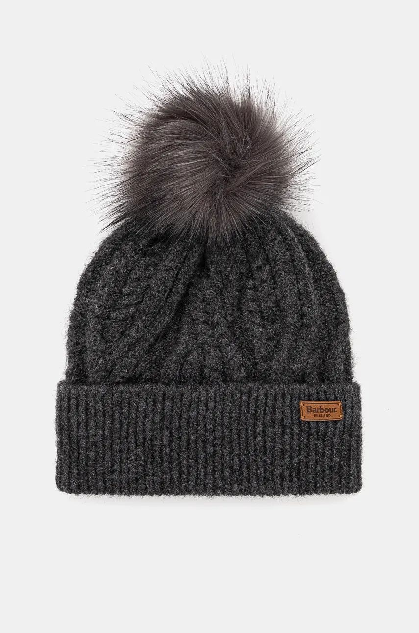 Beanie Barbour Cable Knit Pom Beanie Grå | LHA0555, 0