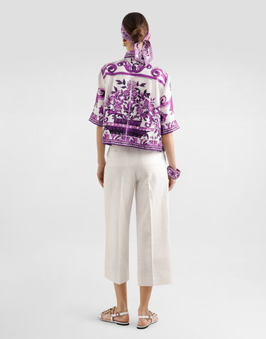 Skjorte Dolce & Gabbana Dolce & Gabbana Majolica Print Silk Blouse Lilla | F5T50THI1TKIP3TN, 2