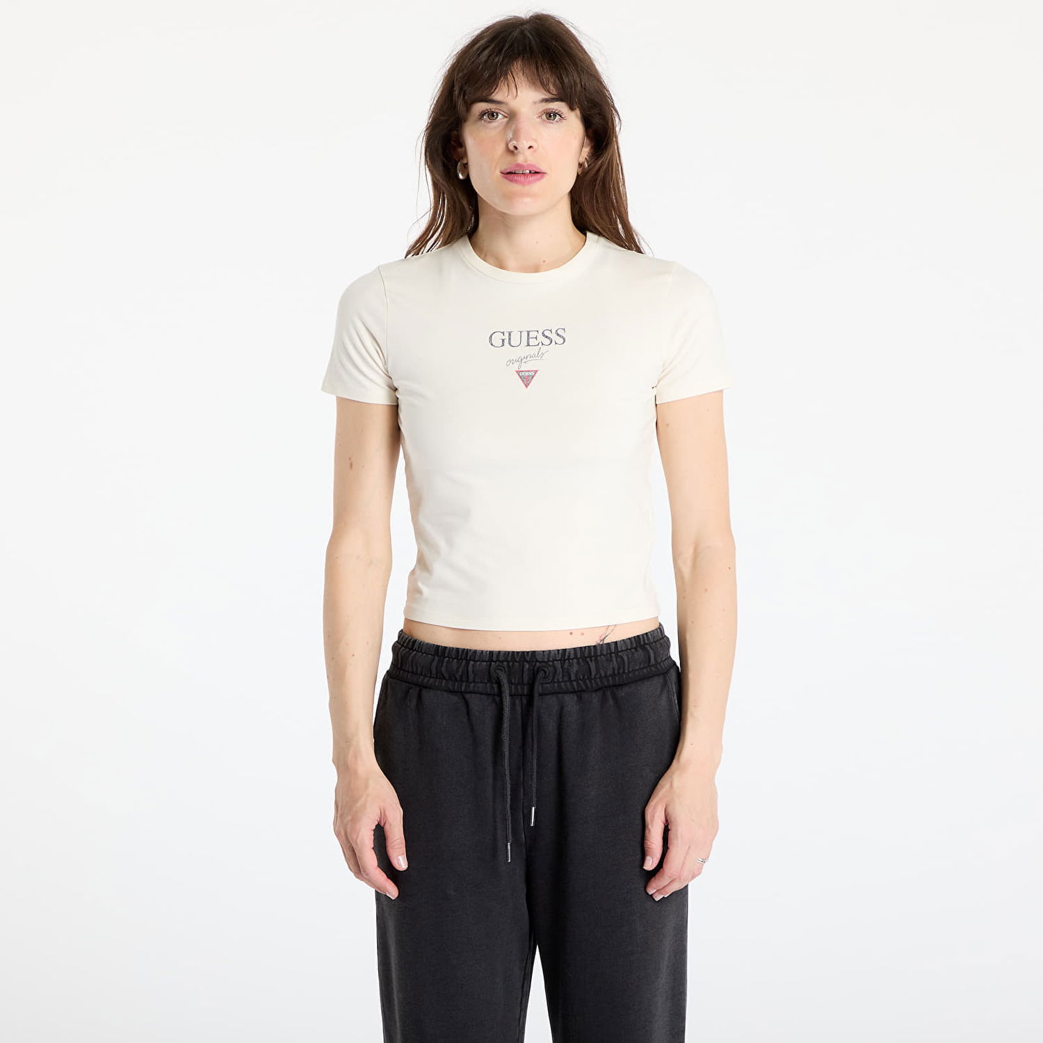 Crop top GUESS GUESS Originals Cropped T-Shirt Beige | W5GI56J1314-G053, 0