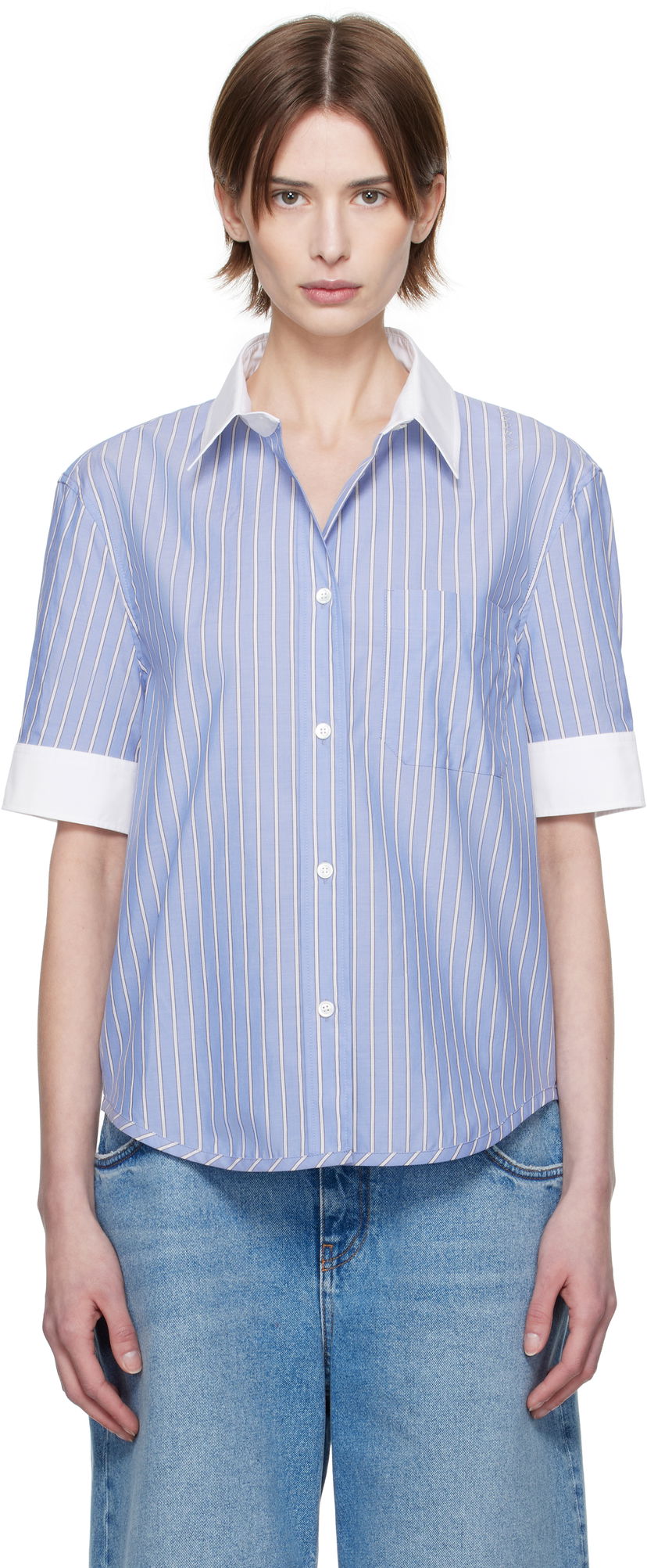 Skjorte Marni Marni Striped Shirt Blå | CAMA0623QS UTC455