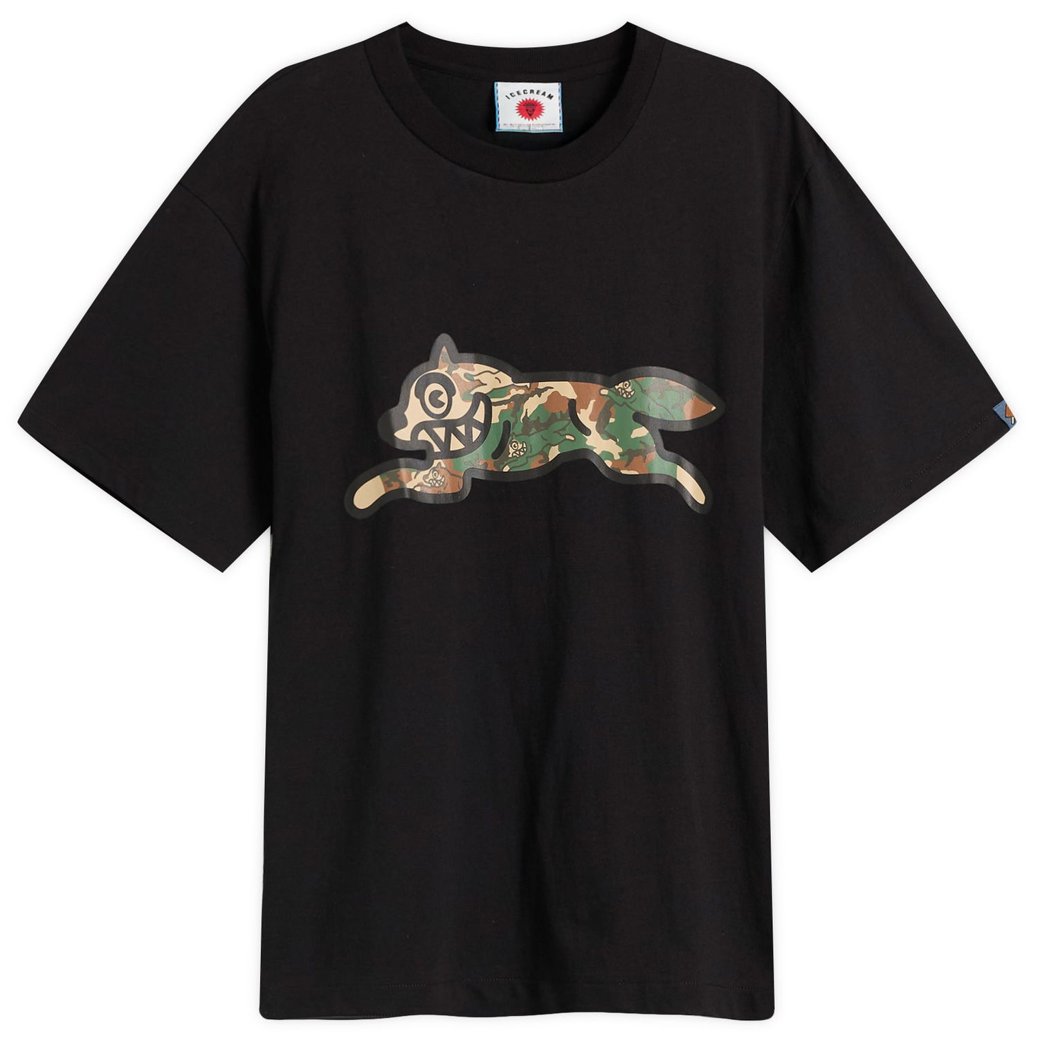 T-shirt BBC IceCream ICECREAM Woodland Camo Running Dog Graphic Tee, Large Sort | IC25380-BLK, 0