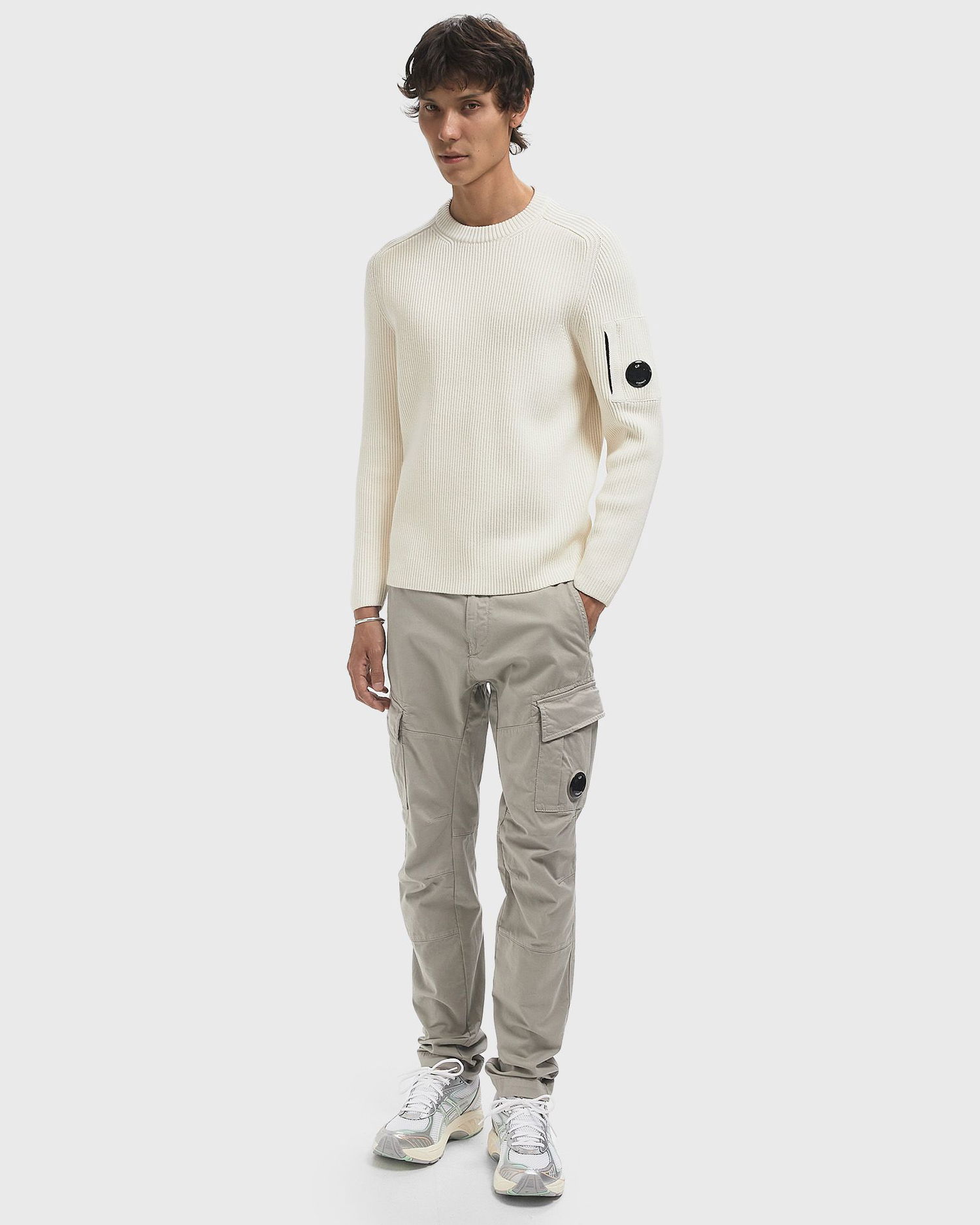 Sweater C.P. Company C.P. Company Crew Neck Knit Sweater Hvid | 19CMKN015A006608A-103, 1