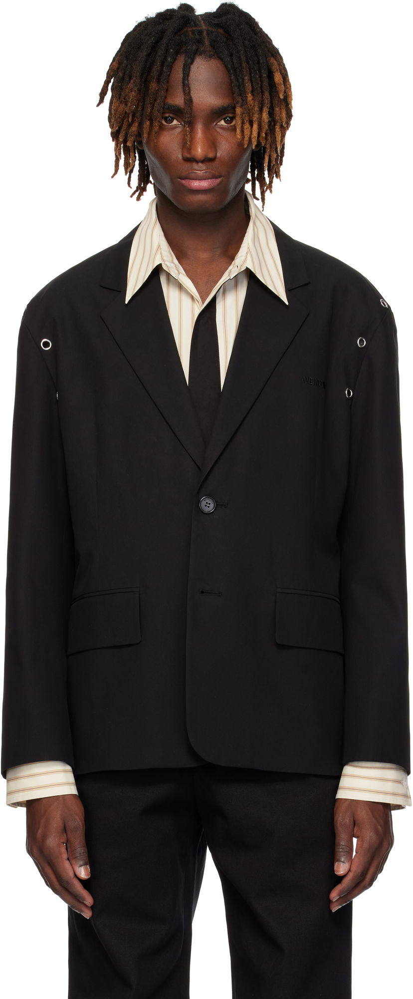 Jakke We11done We11done Eyelet Blazer Sort | WD-JK0-25-025-U-BK