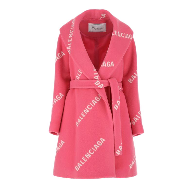 Frakker Balenciaga Printed Wool Blend Coat Lyserød | BCA121SWE01601RED, 0