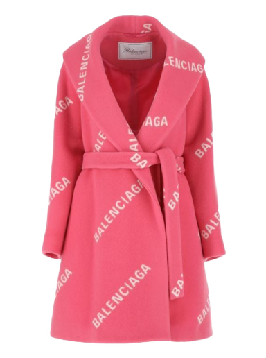 Frakker Balenciaga Printed Wool Blend Coat Lyserød | BCA121SWE01601RED