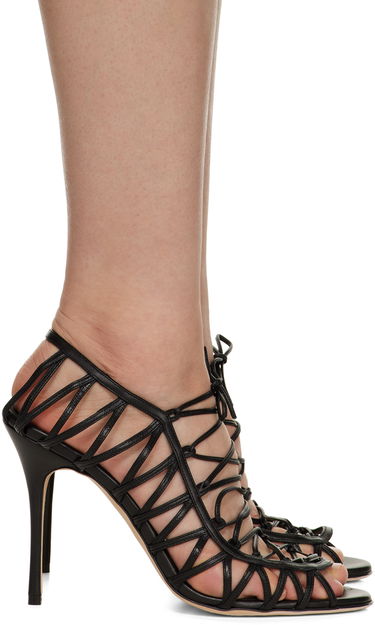 Skopleje Manolo Blahnik Manolo Blahnik Hamza Lace-Up Heeled Sandals Sort | 123-2204, 0