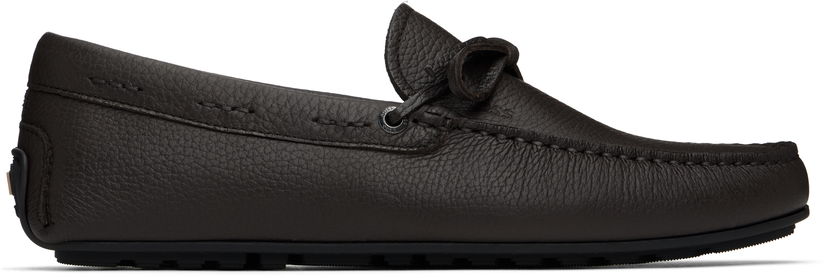 Sneakers og sko BOSS BOSS Grained Leather Driver Sole Loafers Brun | 50536247