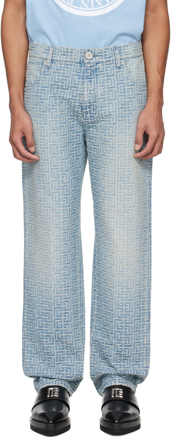 Jeans Balmain Monogram Jeans Blå | CH1MI040DD27, 0