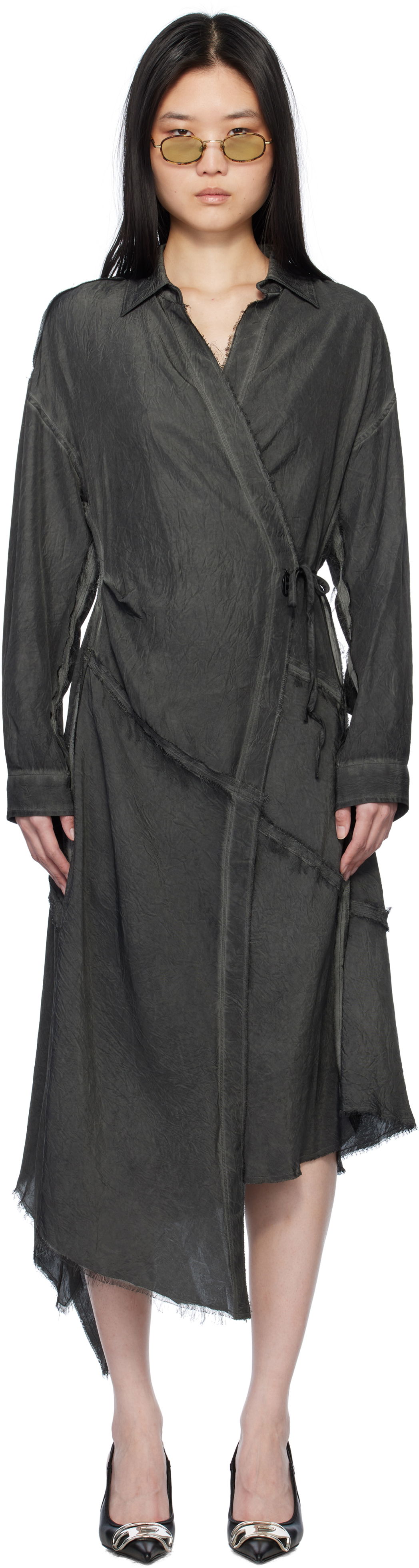 Kjole Diesel Diesel D-Raven-Q1 Midi Wrap Dress Grå | A17310 0CMBB, 0